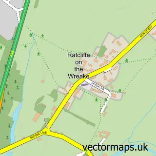 Street map sample of Ratcliffe on the Wreake, Leicestershire