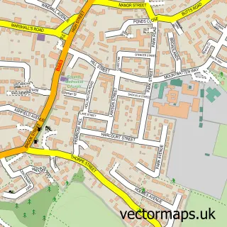 Street map sample of Raunds, Northamptonshire