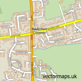 Street map sample of Ravenfield, South Yorkshire