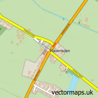 Street map sample of Ravensden, Bedfordshire