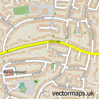 Street map sample of Ravenshead, Nottinghamshire