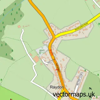 Street map sample of Raydon, Suffolk