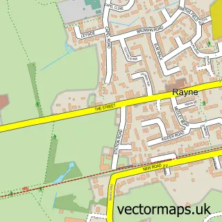Street map sample of Rayne, Essex