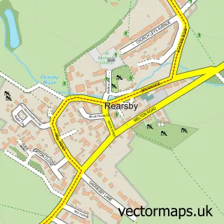 Street map sample of Rearsby, Leicestershire