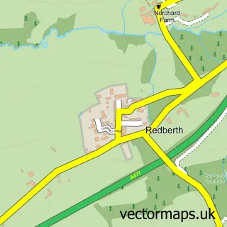 Street map sample of Redberth, Dyfed