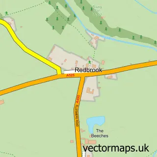 Street map sample of Redbrook, Clwyd