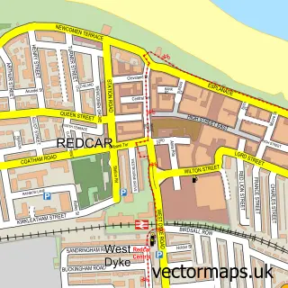 Street map sample of Redcar, North Yorkshire