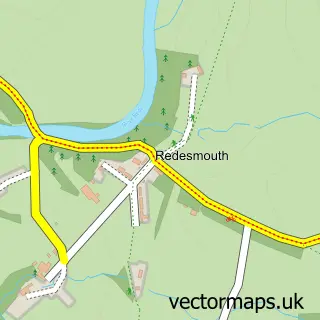 Street map sample of Redesmouth, Northumberland