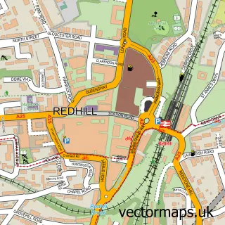 Street map sample of Redhill, Surrey
