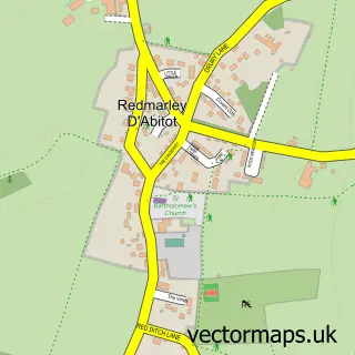 Street map sample of Redmarley d'Abitot, Gloucestershire