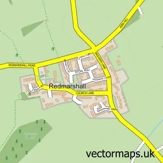 Street map sample of Redmarshall, Durham