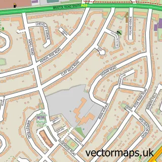 Street map sample of Rednal, West Midlands