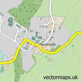 Street map sample of Rendcomb, Gloucestershire