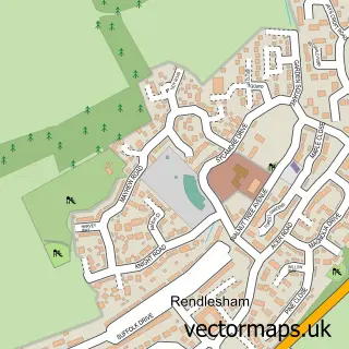 Street map sample of Rendlesham, Suffolk