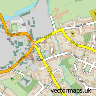 Street map sample of Repton, Derbyshire