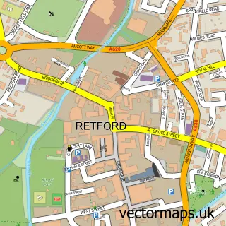 Street map sample of Retford, Nottinghamshire