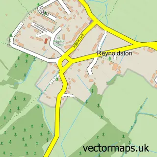 Street map sample of Reynoldston, West Glamorgan