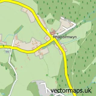 Street map sample of Rhandirmwyn, Dyfed