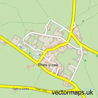 Street map sample of Rhes-y-cae, Clwyd