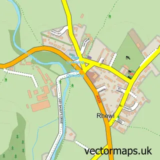 Street map sample of Rhewl, Clwyd