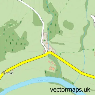 Street map sample of Rhewl, Clwyd