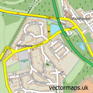 Street map sample of Rhodesia, Nottinghamshire