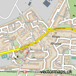Street map sample of Rhoose, South Glamorgan