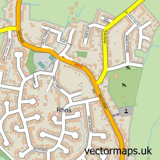 Street map sample of Rhos, West Glamorgan