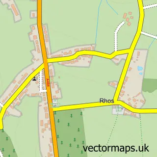 Street map sample of Rhos, Dyfed