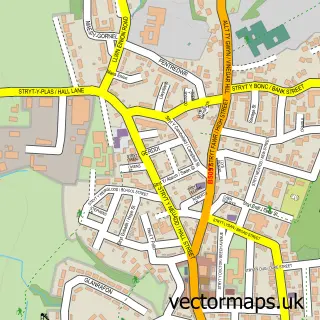 Street map sample of Rhosllanerchrugog, Clwyd