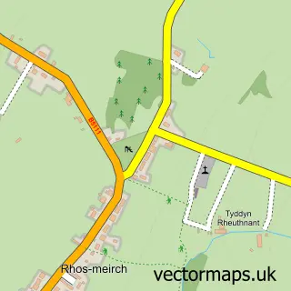 Street map sample of Rhosmeirch, Gwynedd