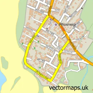 Street map sample of Rhosneigr, Gwynedd