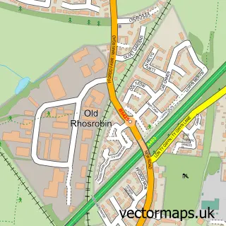 Street map sample of Rhosrobin, Clwyd