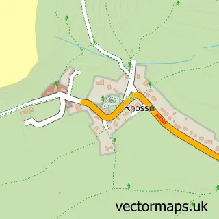 Street map sample of Rhossili, West Glamorgan