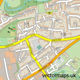 Street map sample of Rhostyllen, Clwyd