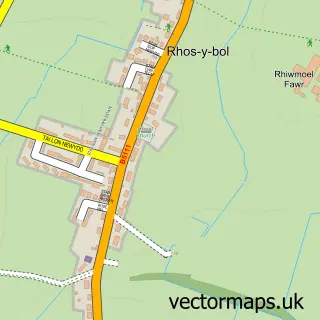 Street map sample of Rhosybol, Gwynedd