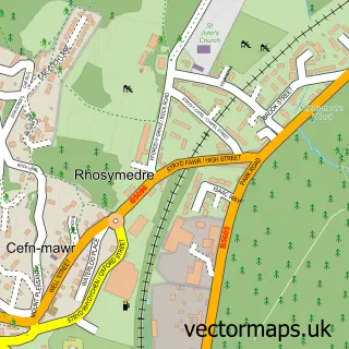 Street map sample of Rhosymedre, Clwyd