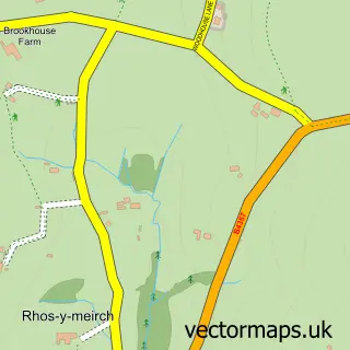 Street map sample of Rhos-y-meirch, Powys
