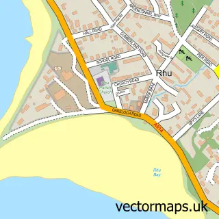 Street map sample of Rhu, Dunbartonshire