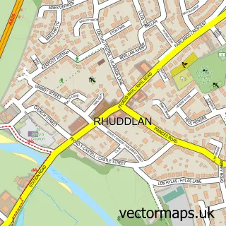 Street map sample of Rhuddlan, Clwyd
