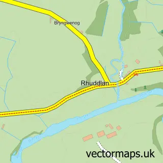 Street map sample of Rhuddlan, Dyfed