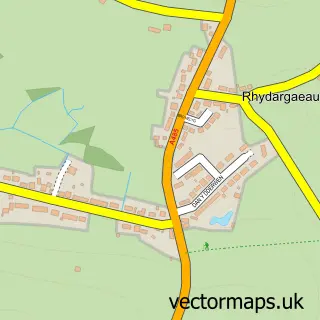Street map sample of Rhydargaeau, Dyfed