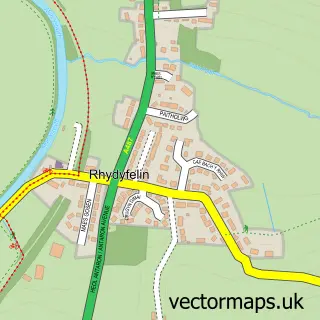 Street map sample of Rhydyfelin, Dyfed