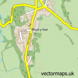 Street map sample of Rhyd-y-foel, Clwyd