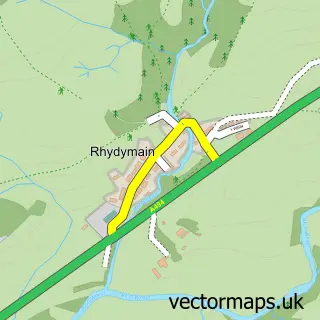 Street map sample of Rhydymain, Gwynedd