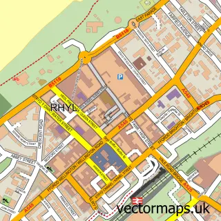 Street map sample of Rhyl, Clwyd