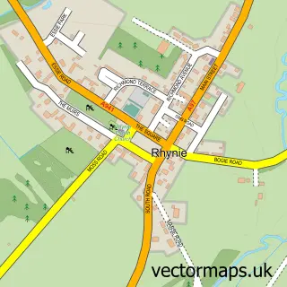 Street map sample of Rhynie, Aberdeenshire