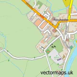 Street map sample of Ribchester, Lancashire