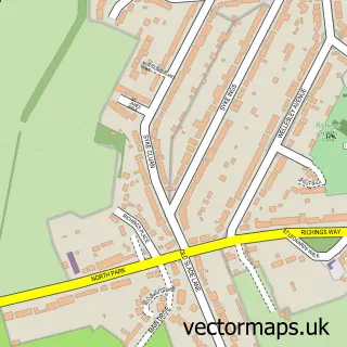 Street map sample of Richings Park, Buckinghamshire