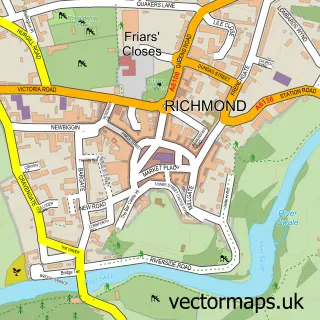 Street map sample of Richmond, North Yorkshire